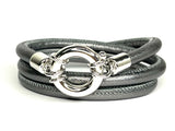 Classic Metallic Wrap ❤︎ wikkelarmband - zilver - metallic leer