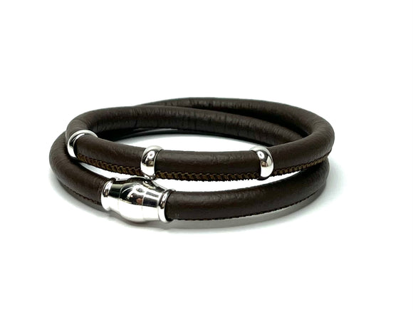 Basic Silver ❤︎ wikkelarmband - zilver - bedeltjes - leer