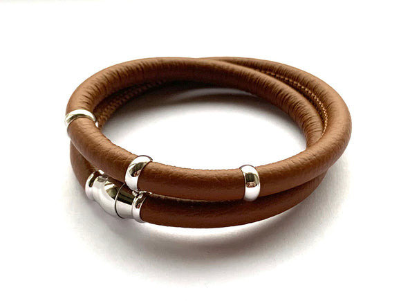 Basic Silver ❤︎ wikkelarmband - zilver - bedeltjes - leer