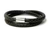 Snake Steel ❤︎ wikkelarmband - staal - slangenprint leer
