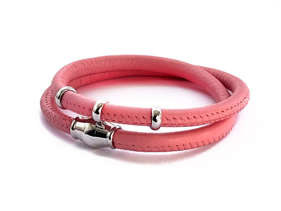 Basic Silver ❤︎ wikkelarmband - zilver - bedeltjes - leer